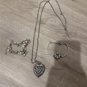 Elegant Silver Heart Pendant Necklace Set